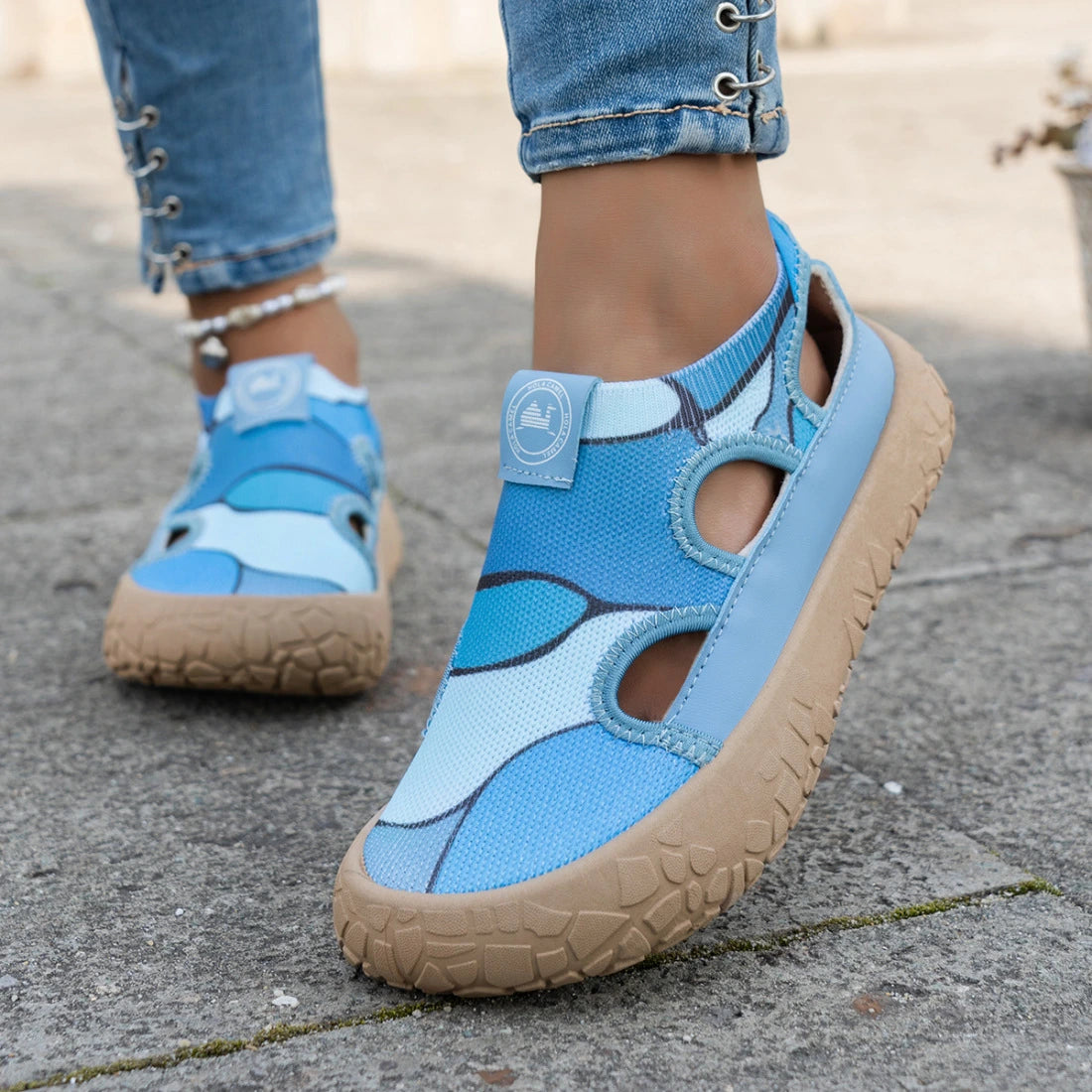 Women's Striped Cutout Sandals