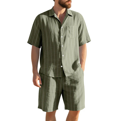 Men's Striped Shirt & Shorts Set