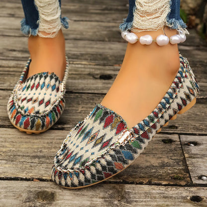Women's Casual Slip-On Loafers with Decorative Metal Accent