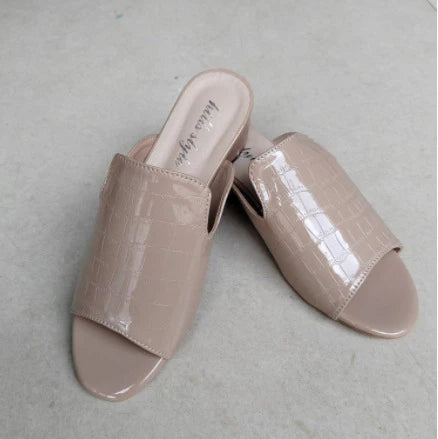 Women's Peep-Toe Block Heel Mule Sandals