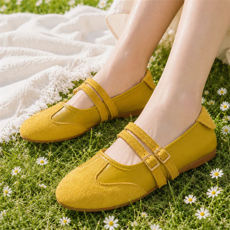Women's Double Buckle Mary Jane Flats