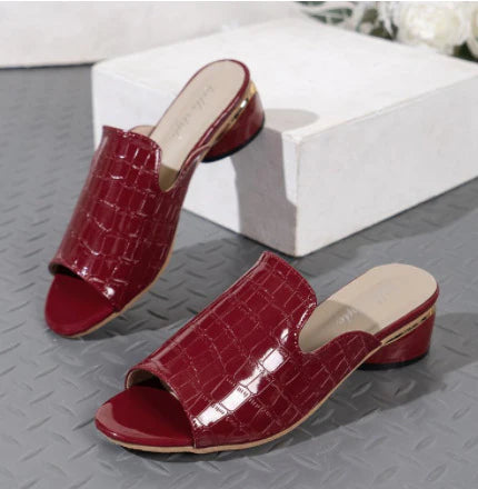 Women's Peep-Toe Block Heel Mule Sandals