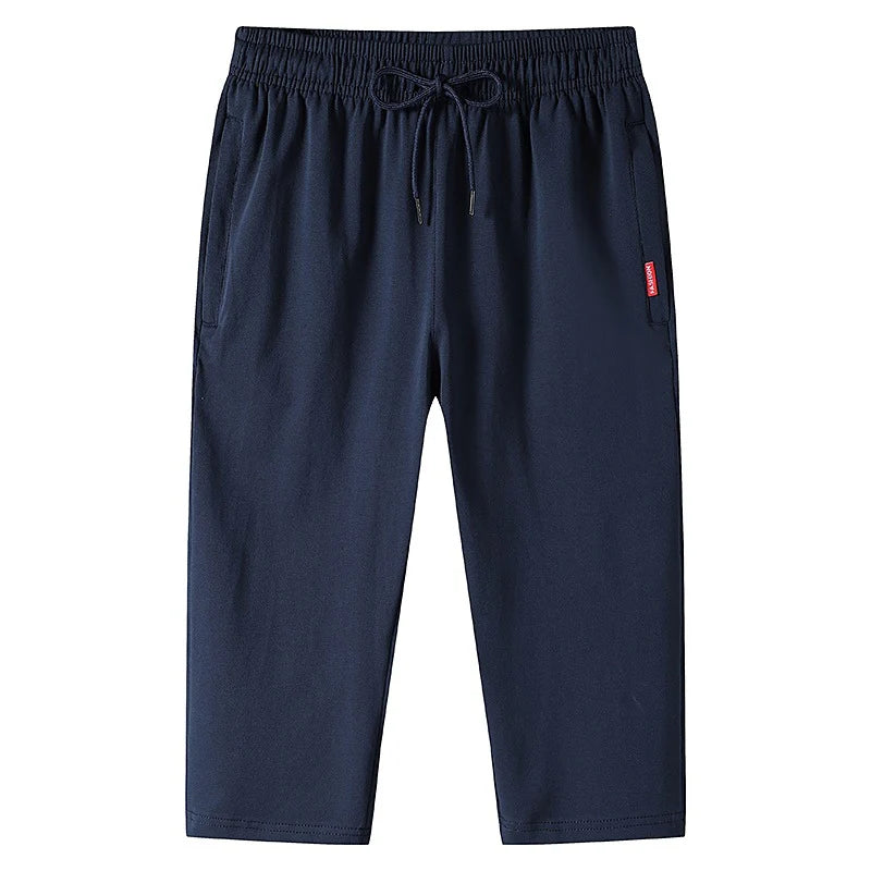 Men's Drawstring Straight Capri Jogger Pants