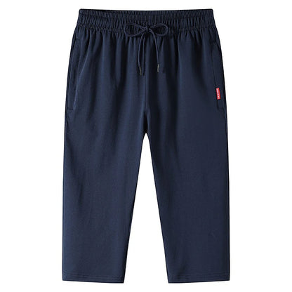 Men's Drawstring Straight Capri Jogger Pants
