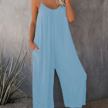 Women's Spaghetti Strap Wide Leg Jumpsuit