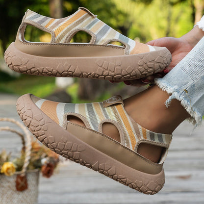 Women's Striped Cutout Sandals