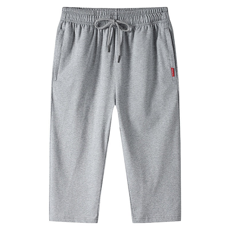 Men's Drawstring Straight Capri Jogger Pants