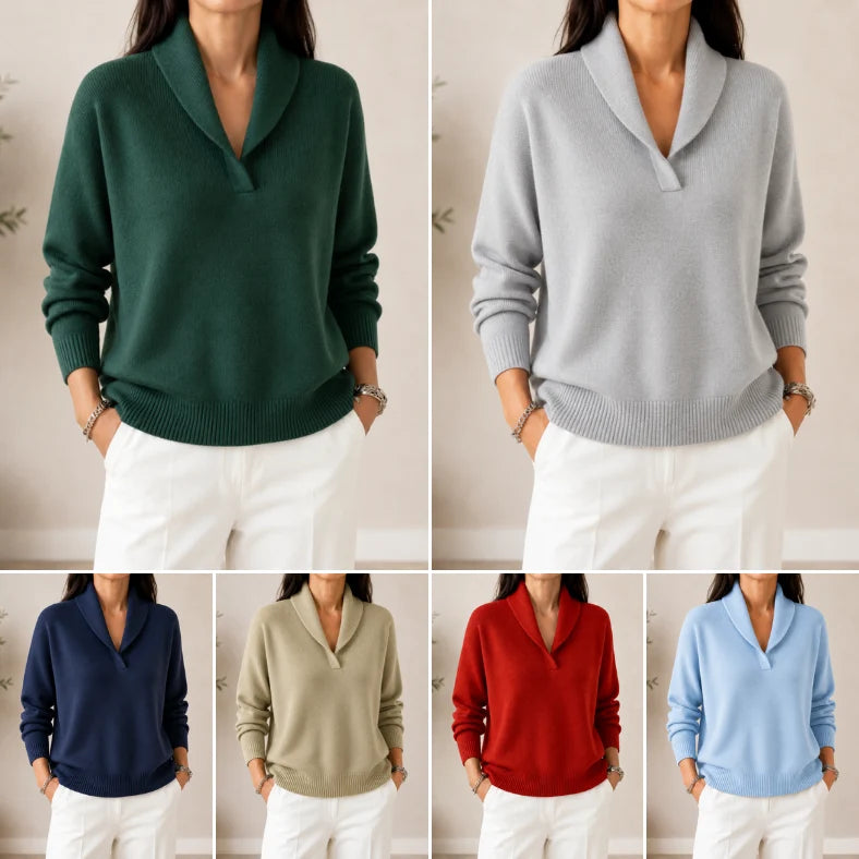 Women's V-Neck Collared Sweater