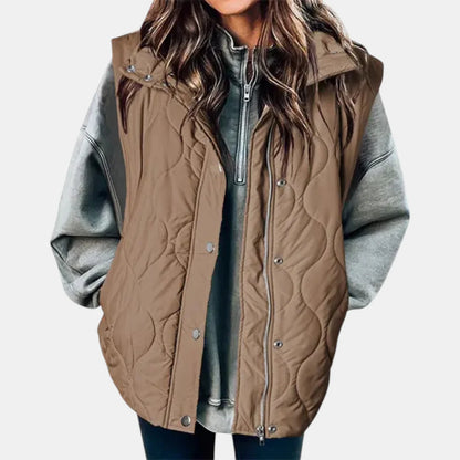 Women's Quilted Zip and Snap Button Vest