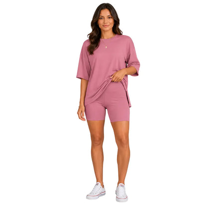 Women's Relaxed Tee & Biker Shorts Set