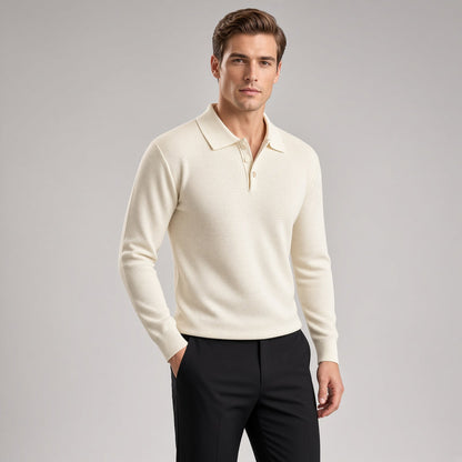Men's Textured Polo Sweater