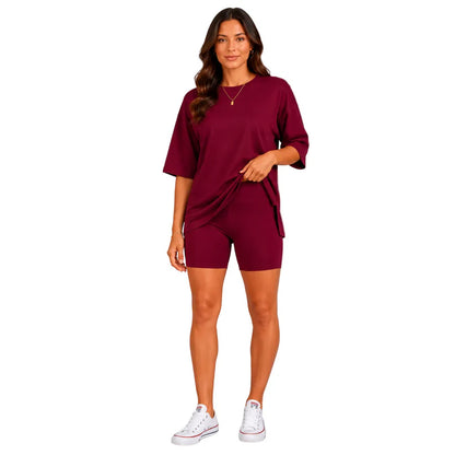 Women's Relaxed Tee & Biker Shorts Set