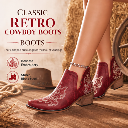 Women's Embroidered Western Ankle Boots