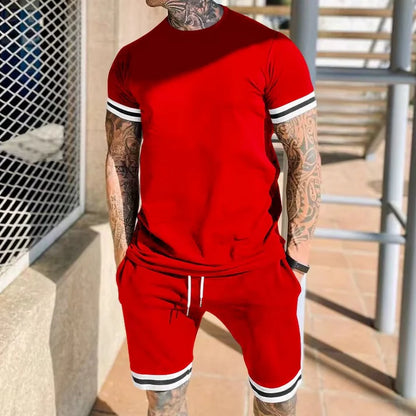 Men's Stripe Trim T-Shirt and Shorts Set