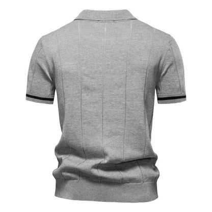 Men's Textured Zip Collar Polo Sweater