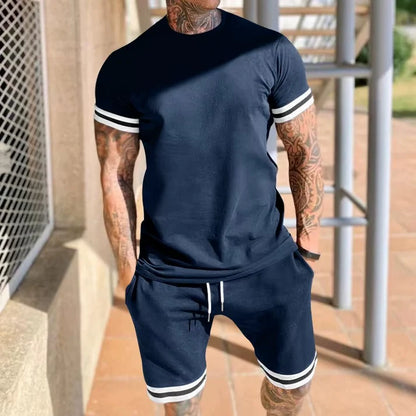 Men's Stripe Trim T-Shirt and Shorts Set