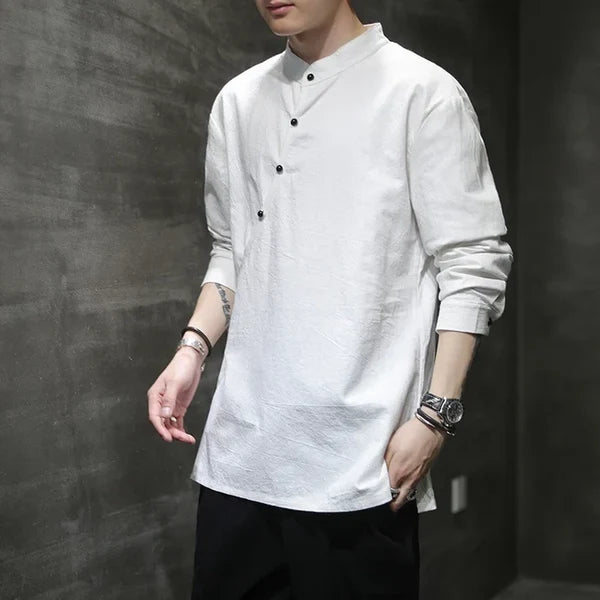 Men’s Stand Collar Button Front Shirt