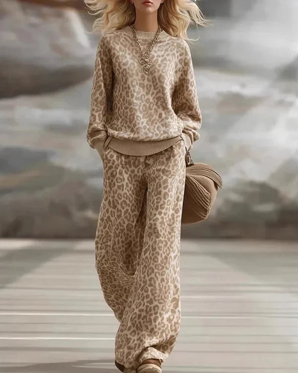 Women’s Leopard Print Knit Coordinated Set