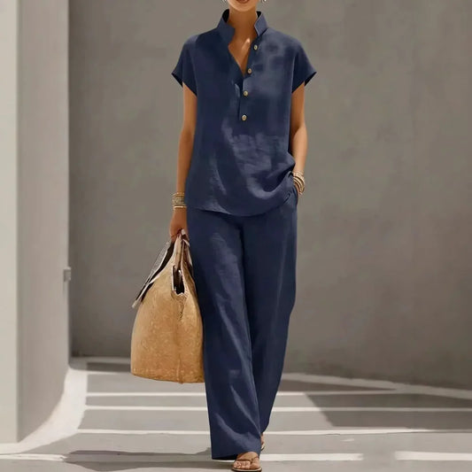 Women's Relaxed Blouse & Wide-Leg Pants Set