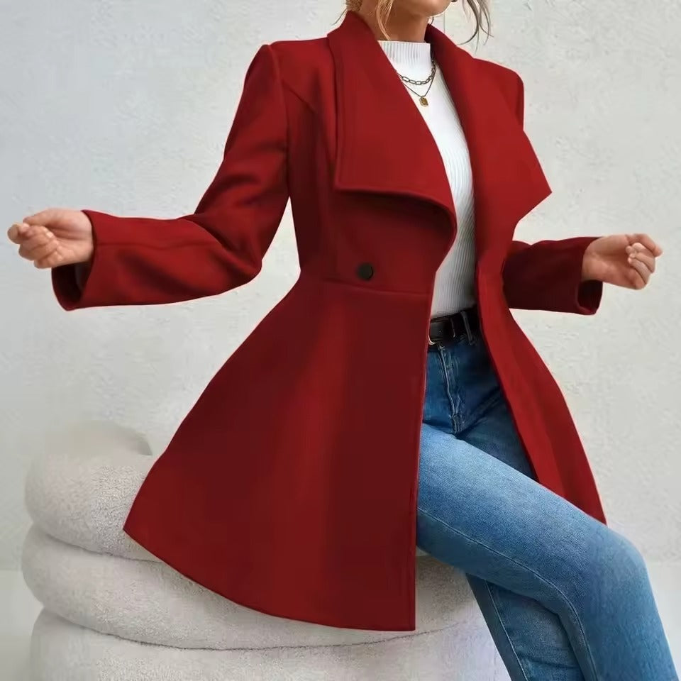 Women's Lapel Button-Front Coat