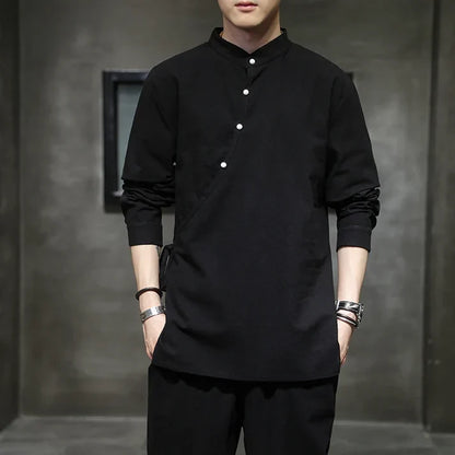 Men’s Stand Collar Button Front Shirt