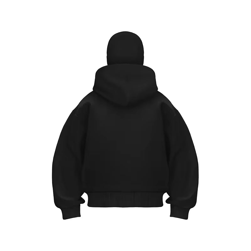 Unisex Zip-Up Hoodie with Face-Covering Hood