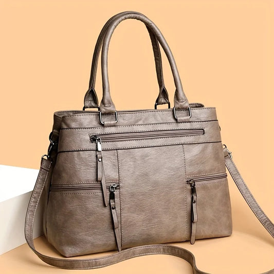Women’s Organised Multi-Pocket Vegan Leather Tote Bag