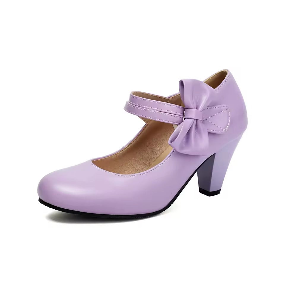 Women's Bow Strap Block Heel Shoes