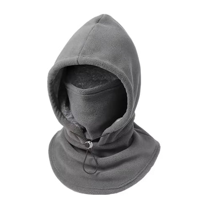 Hooded Face Covering with Drawcord