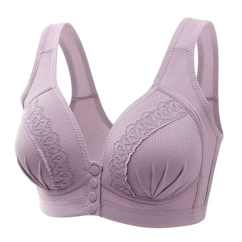 Women's Front Closure Lace Trim Bra