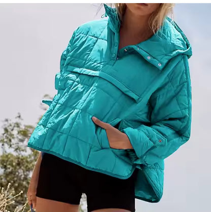 Women's Hooded Quilted Pullover Jacket