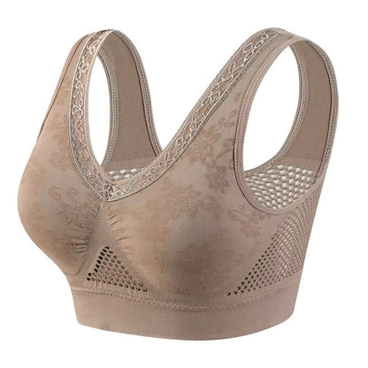 Women's Seamless Mesh Panel Wireless Bra