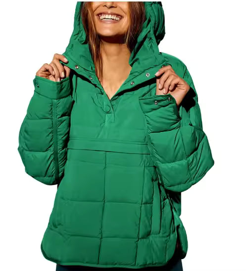 Women's Hooded Quilted Pullover Jacket