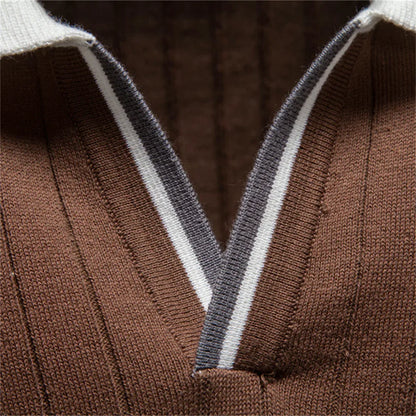 Men's Ribbed Knit Polo Shirt