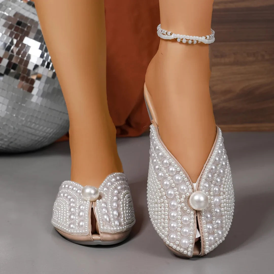 Pearl Embellished Slip-On Comfort Flats