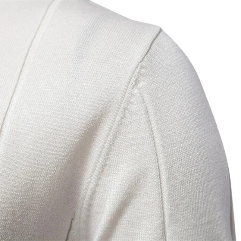 Men's Textured Zip Collar Polo Sweater