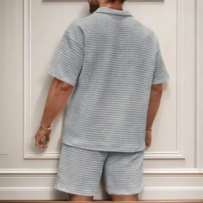 Men’s Textured Polo Shirt and Shorts Set