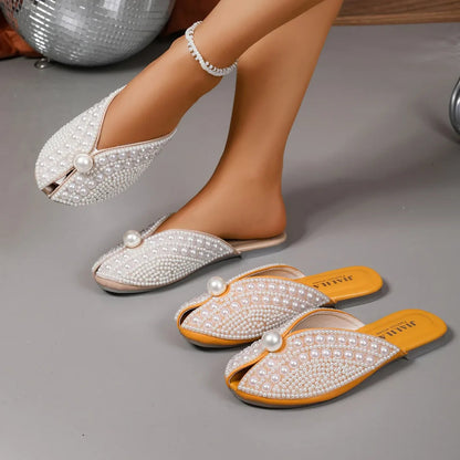Pearl Embellished Slip-On Comfort Flats
