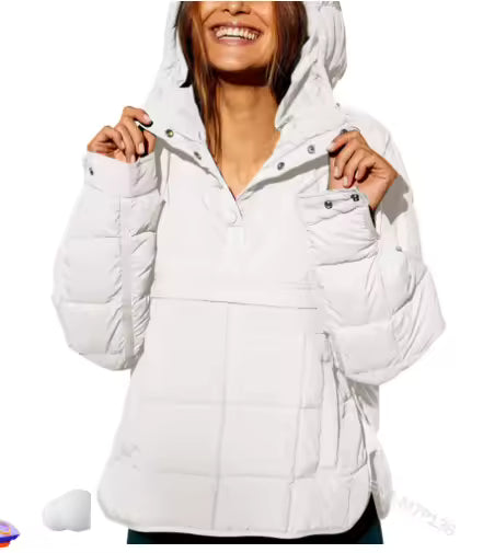 Women's Hooded Quilted Pullover Jacket