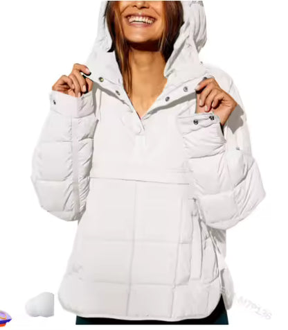 Women's Hooded Quilted Pullover Jacket