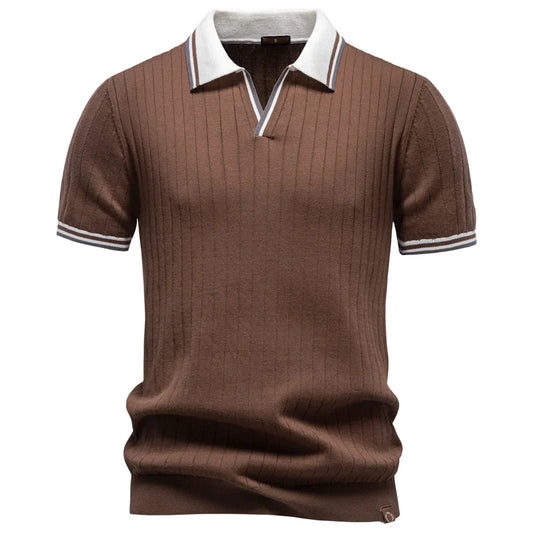 Men's Ribbed Knit Polo Shirt