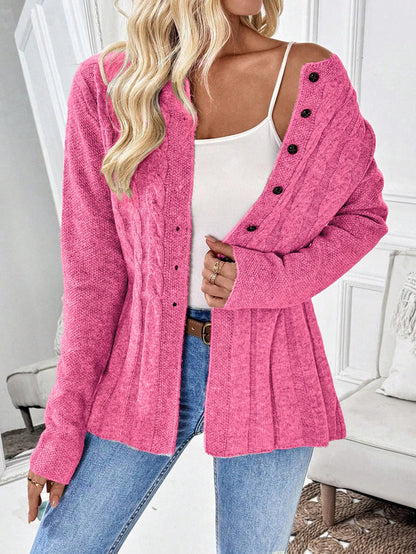 Women's Ribbed Button Cardigan