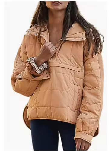 Women's Hooded Quilted Pullover Jacket