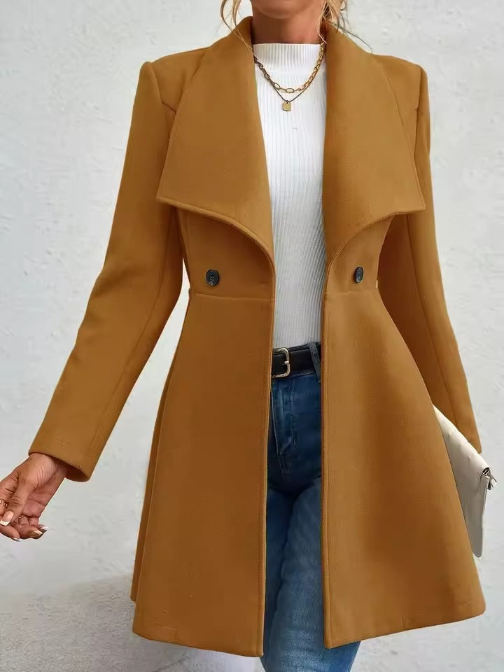 Women's Lapel Button-Front Coat