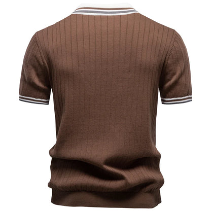 Men's Ribbed Knit Polo Shirt