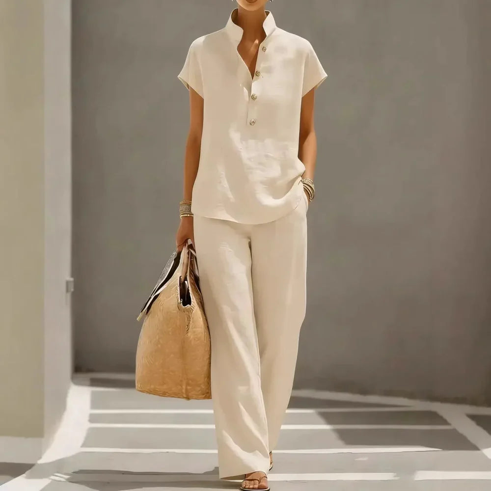 Women's Relaxed Blouse & Wide-Leg Pants Set