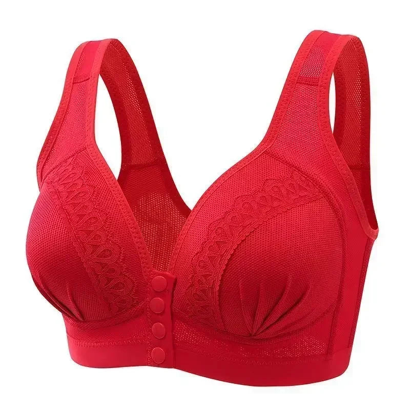 Women's Front Closure Lace Trim Bra