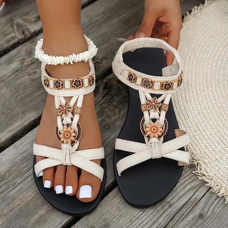 Women's Floral Accent Strap Sandals