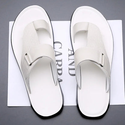 Men’s Leather-Look Toe Loop Comfort Sandals