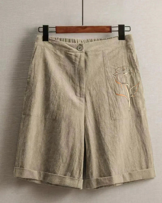 Women's Rose Embroidered Shorts
